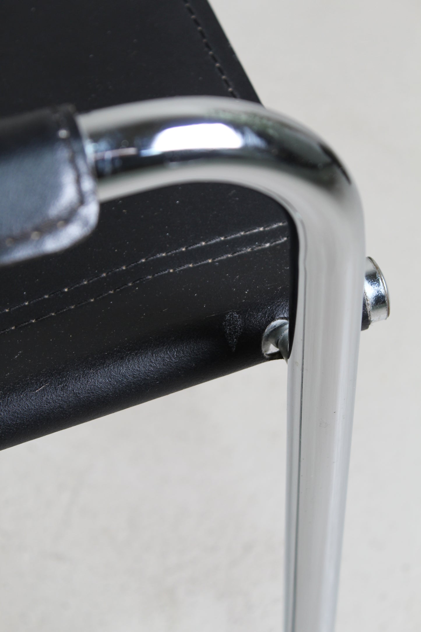 Vintage leren buisframestoel