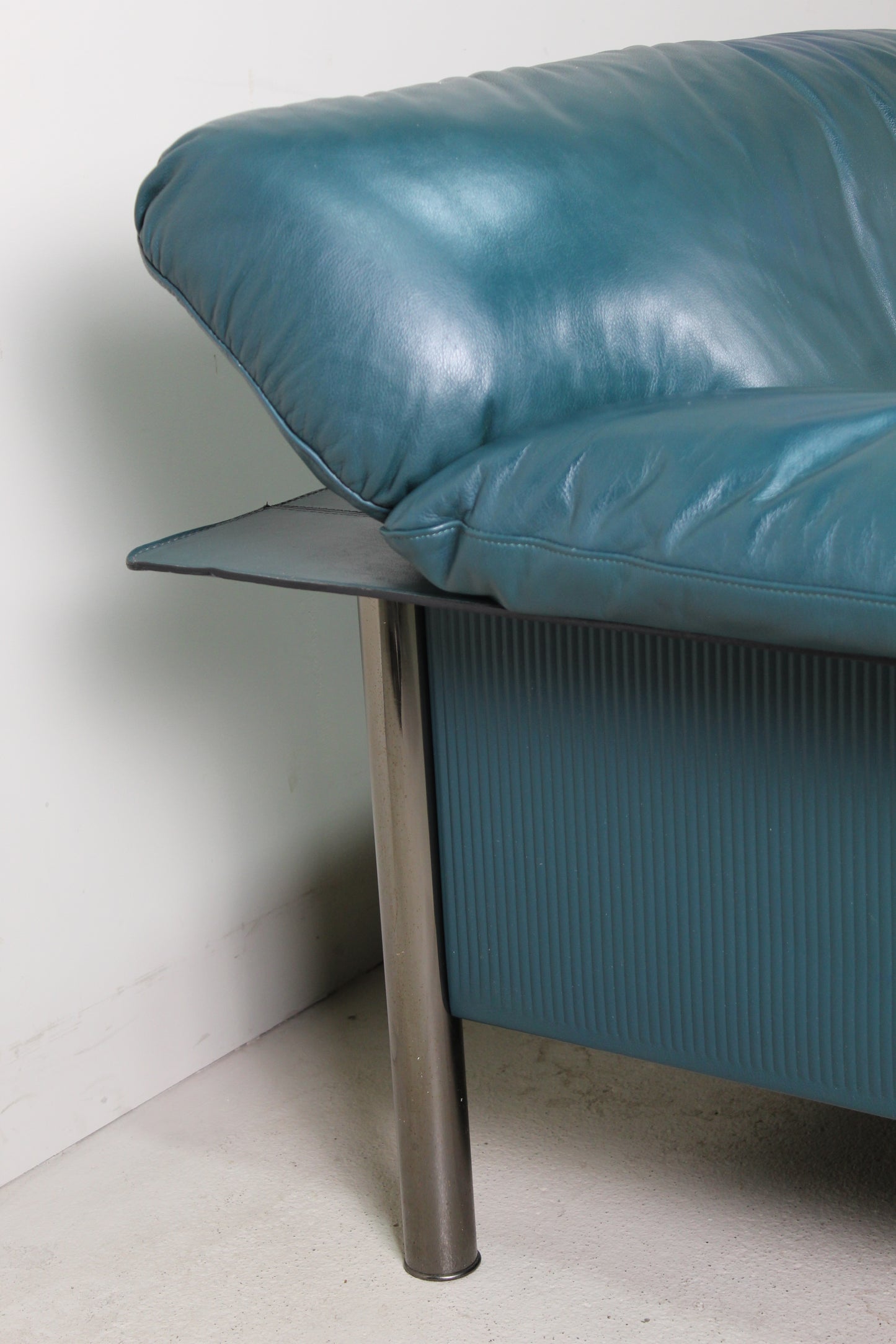 Vintage Italiaans design bank blauw leer