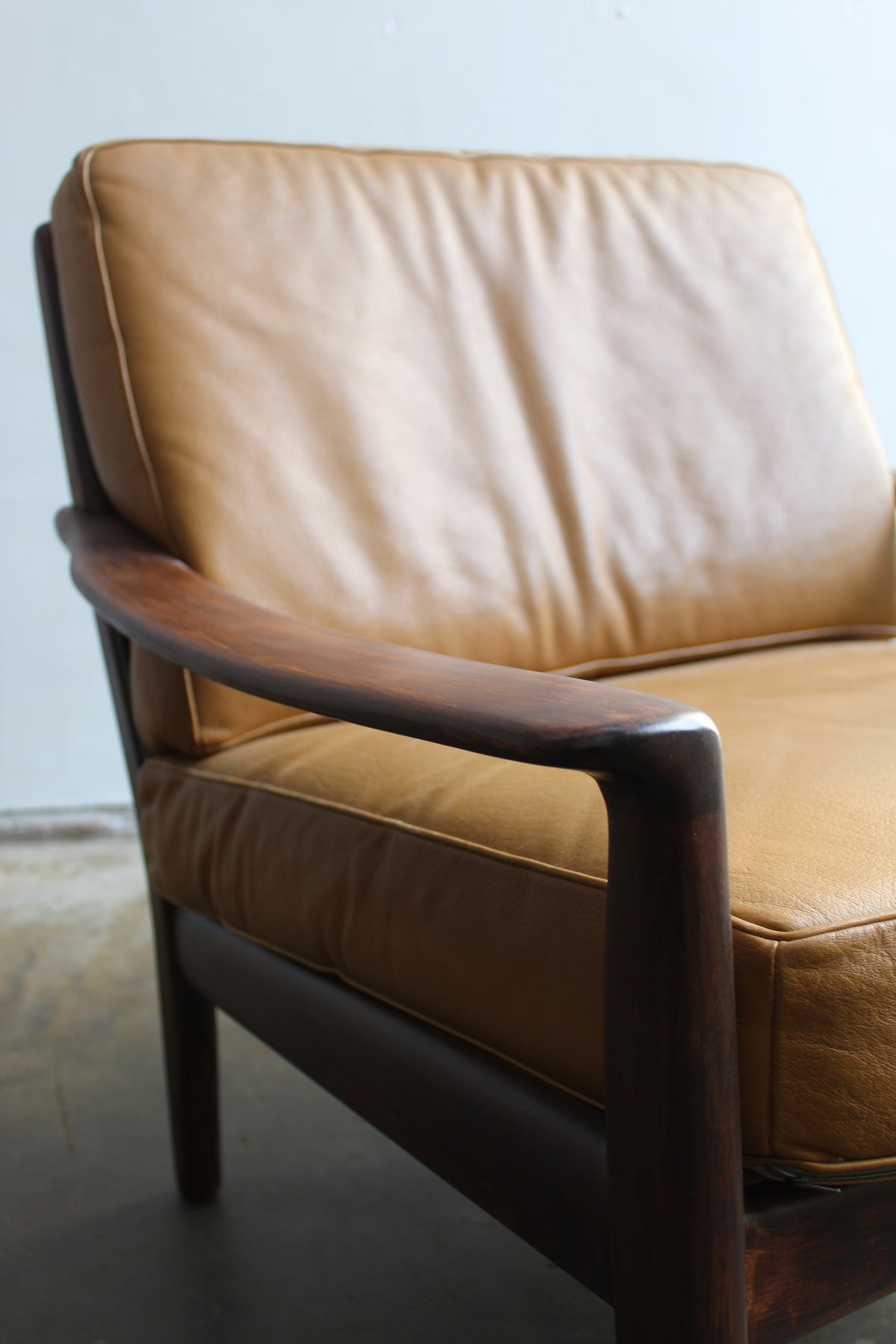 Mid century fauteuil, easy chair leer