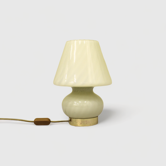Vintage Murano Swirl Mushroom lamp - green glass 70s | 00764