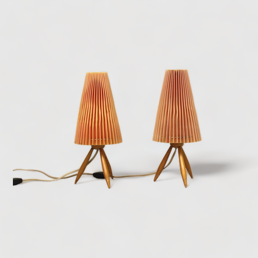 Vintage pleated night lamp, table lamp mid century | 00788