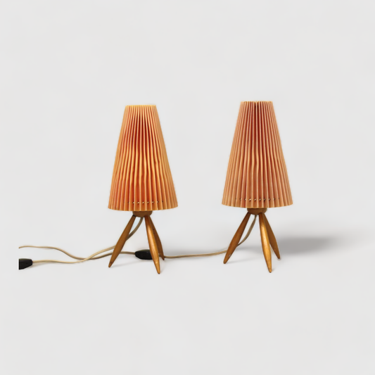 Vintage plissé nachtlamp, tafellamp mid century | 00788 — 1 stuks