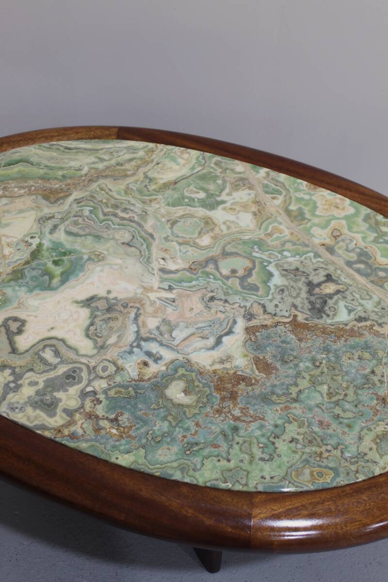 Vintage onyx salontafel - Hohnert design, ovaal, jaren '70 | 01303