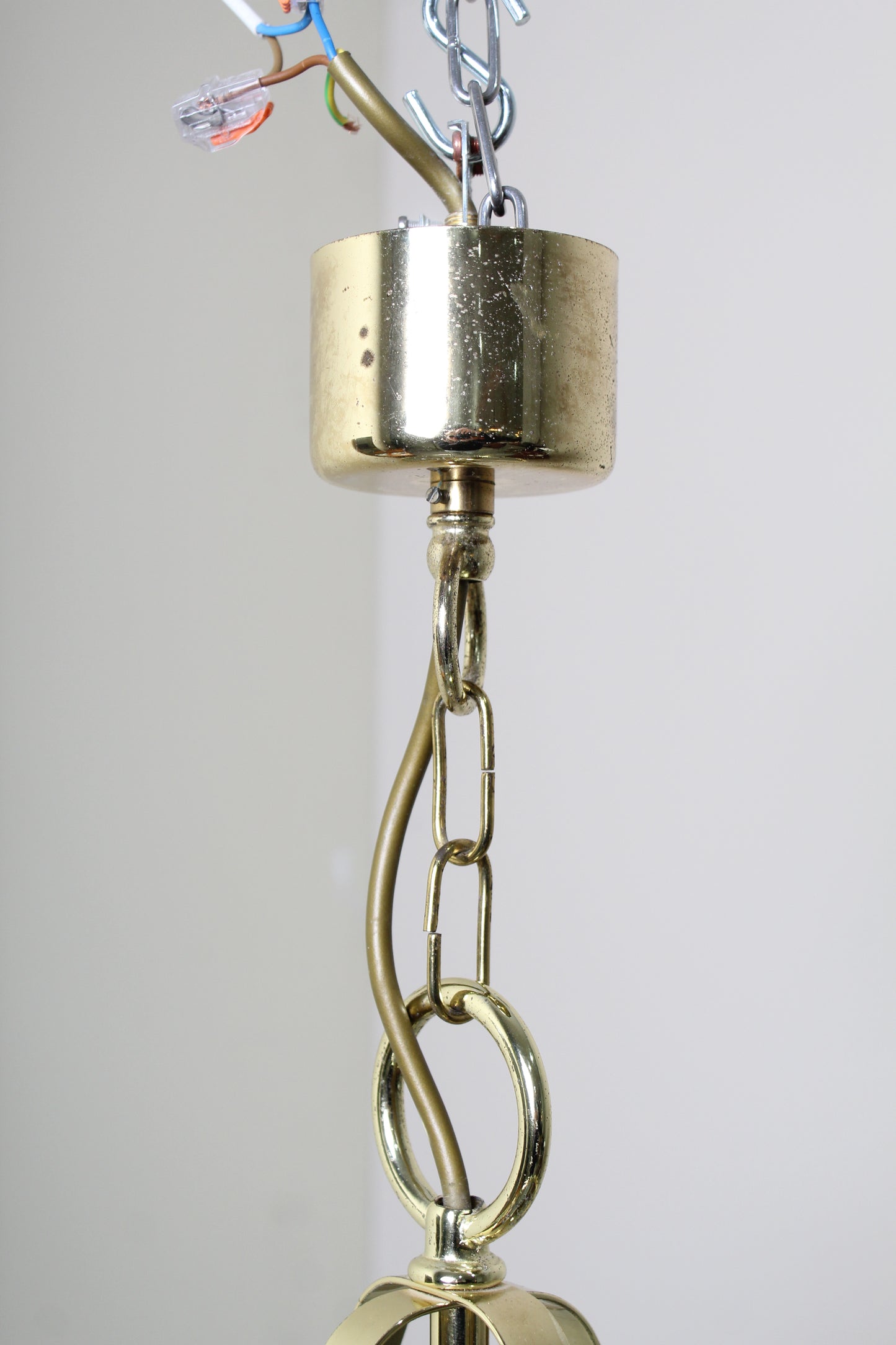 Vintage hanglamp messing, glas