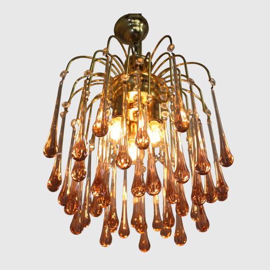 Vintage teardrop lamp - roze, goud jaren '70