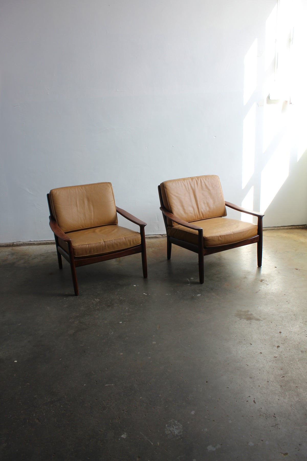Mid century fauteuil, easy chair leer