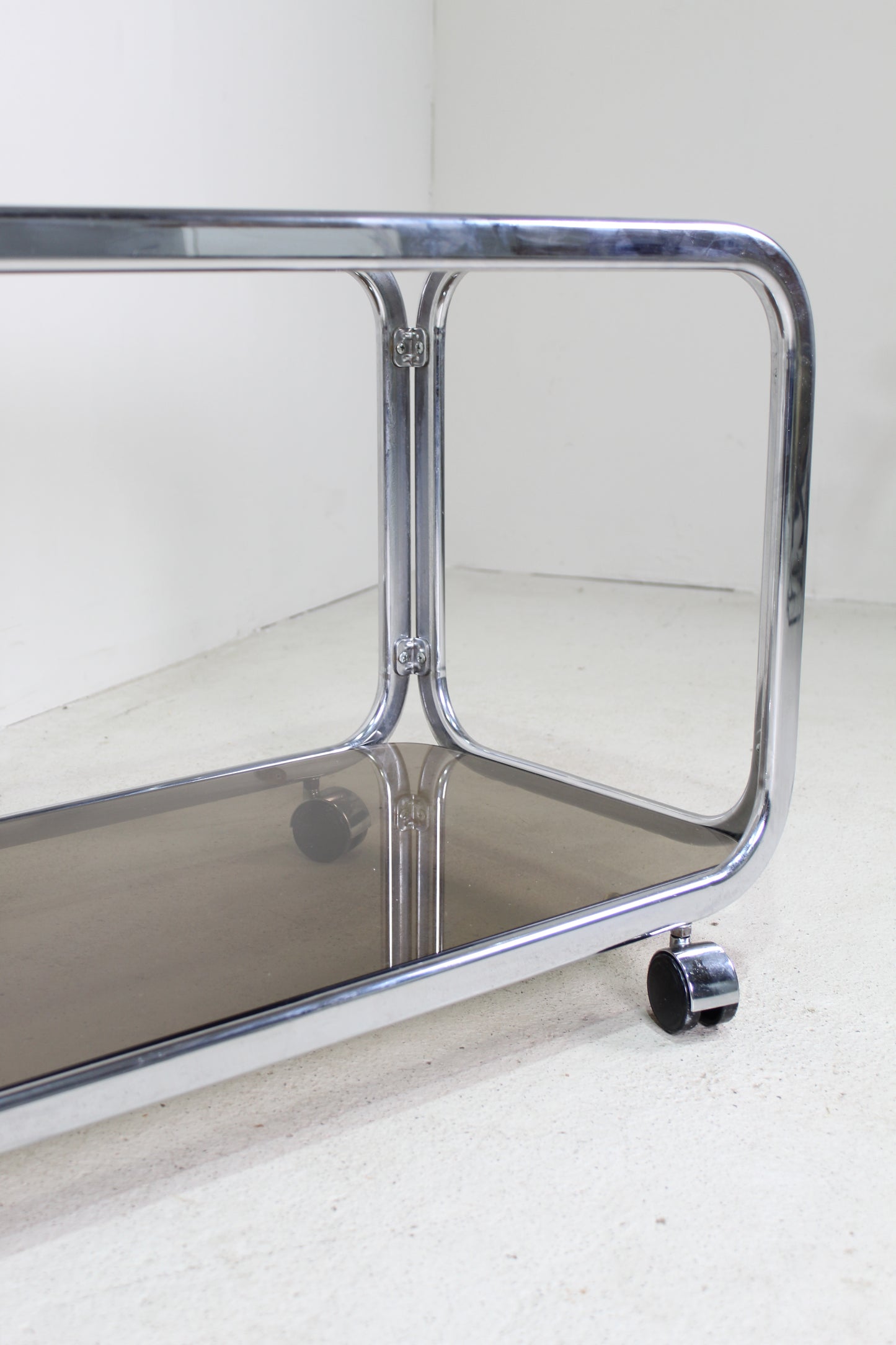 Vintage salontafel rookglas chroom