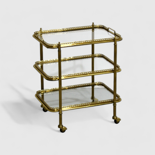 Vintage bar cart, serving trolley - brass, 1950s | 01186
