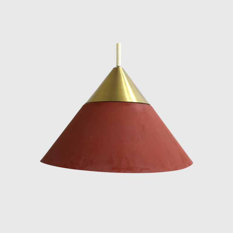 Vintage metalen hanglamp - Honsel Leuchten, jaren '70 rood, goud | 01172