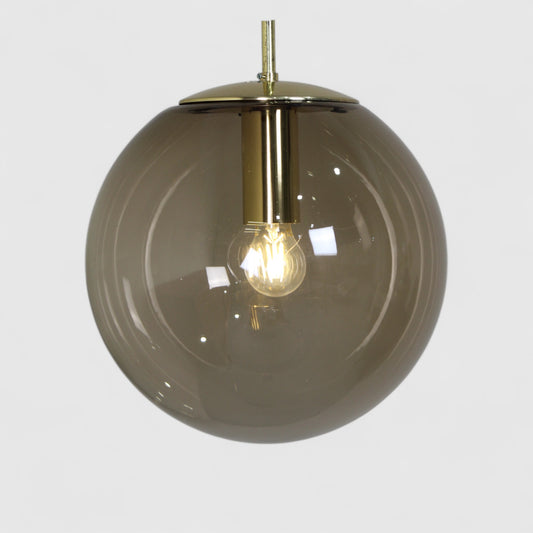 Vintage rookglas hanglamp, bollamp Glashutte Limburg