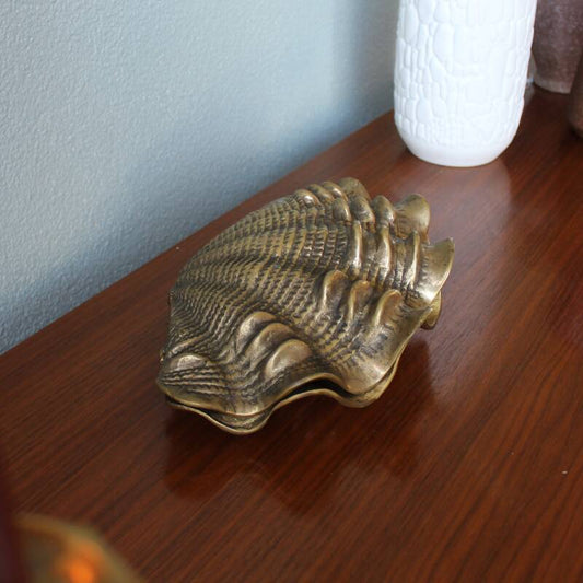 Vintage messing schelp, sieradendoos