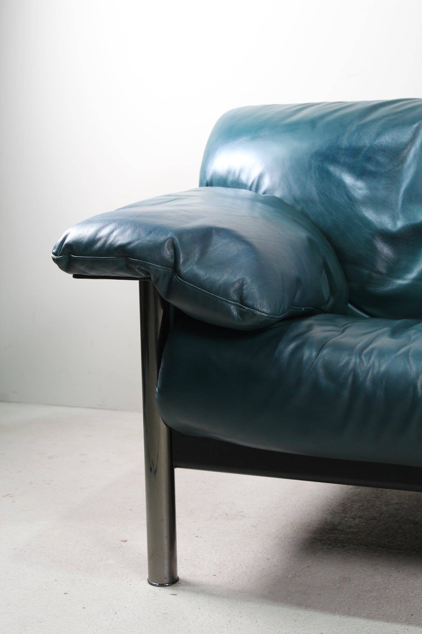 Vintage Italiaans design bank blauw leer