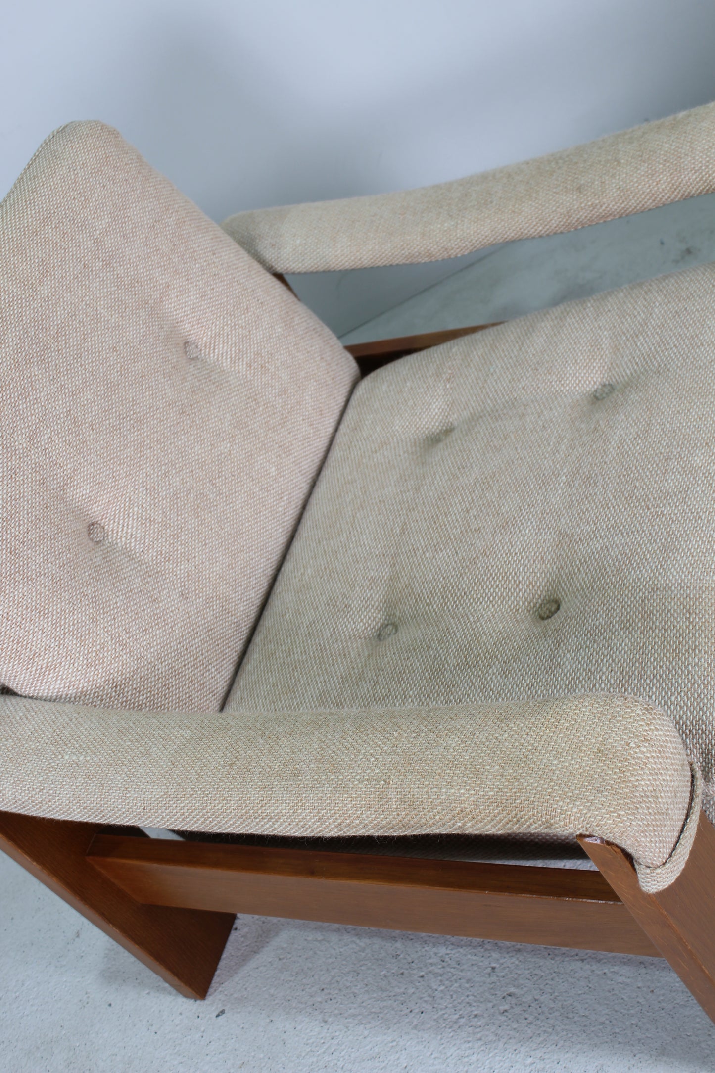 Vintage armchair, lounge chair, beige 1970s