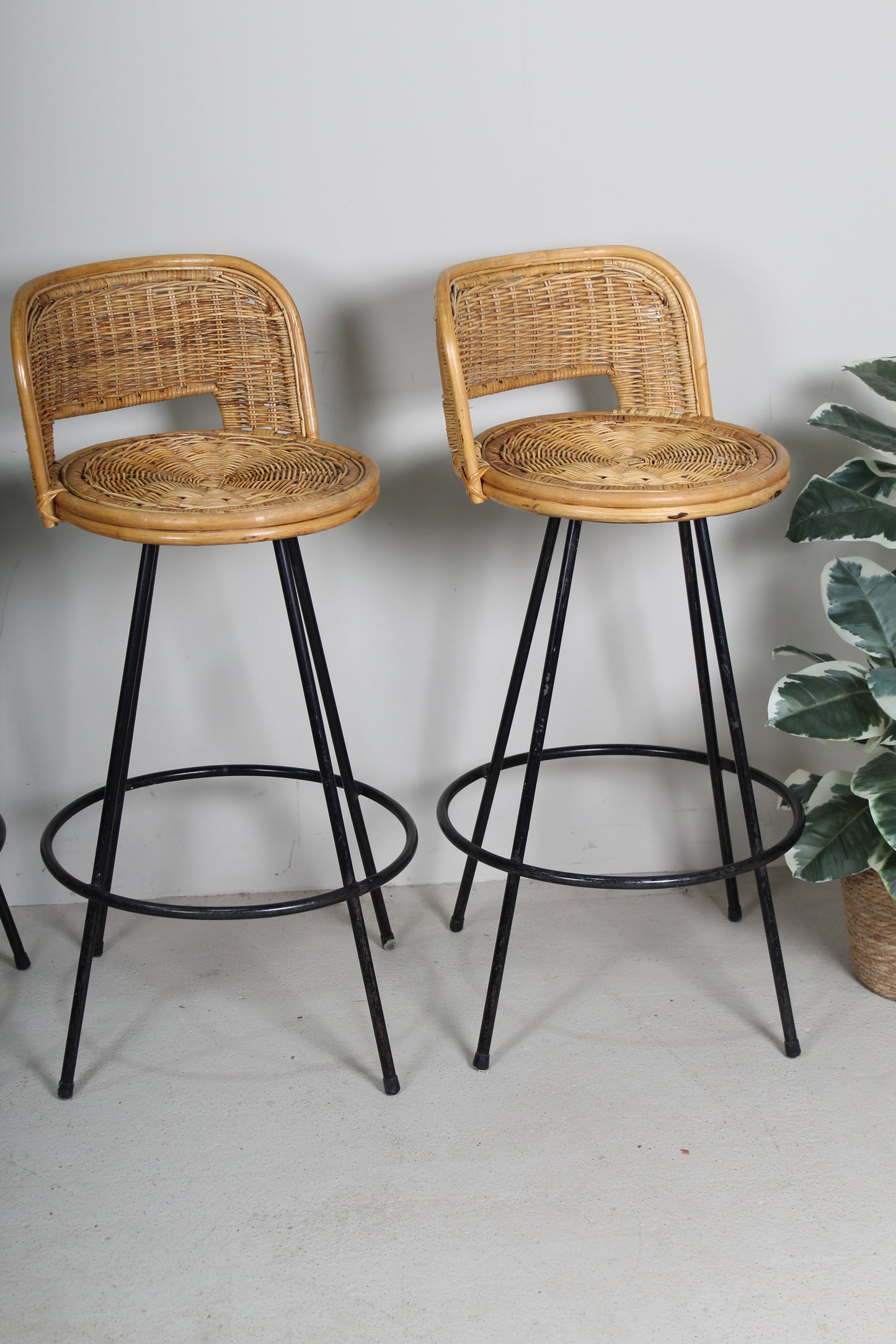 Vintage barkrukken rotan