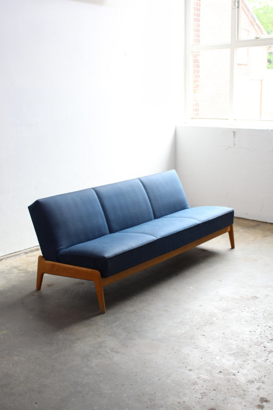 Vintage 3-zits-bank slaapbank jaren '60 blauw