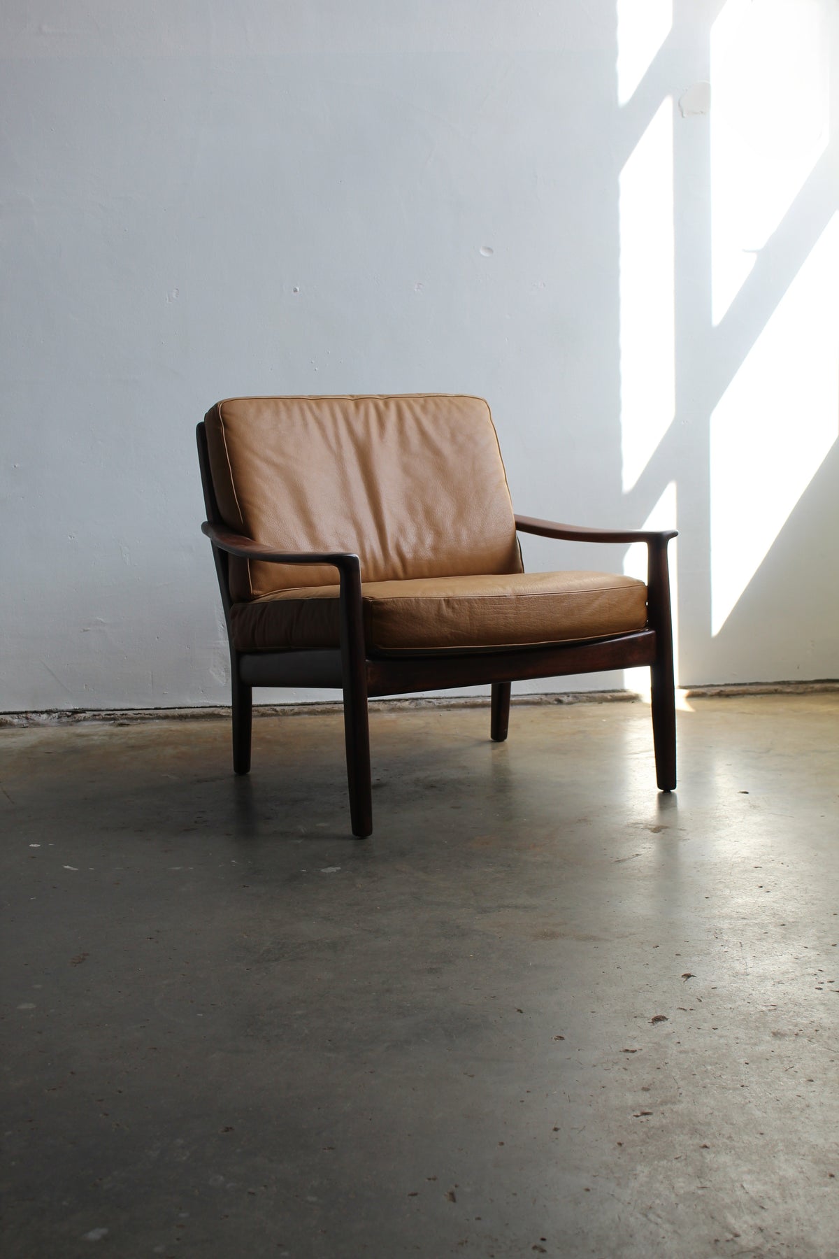 Mid century fauteuil, easy chair leer