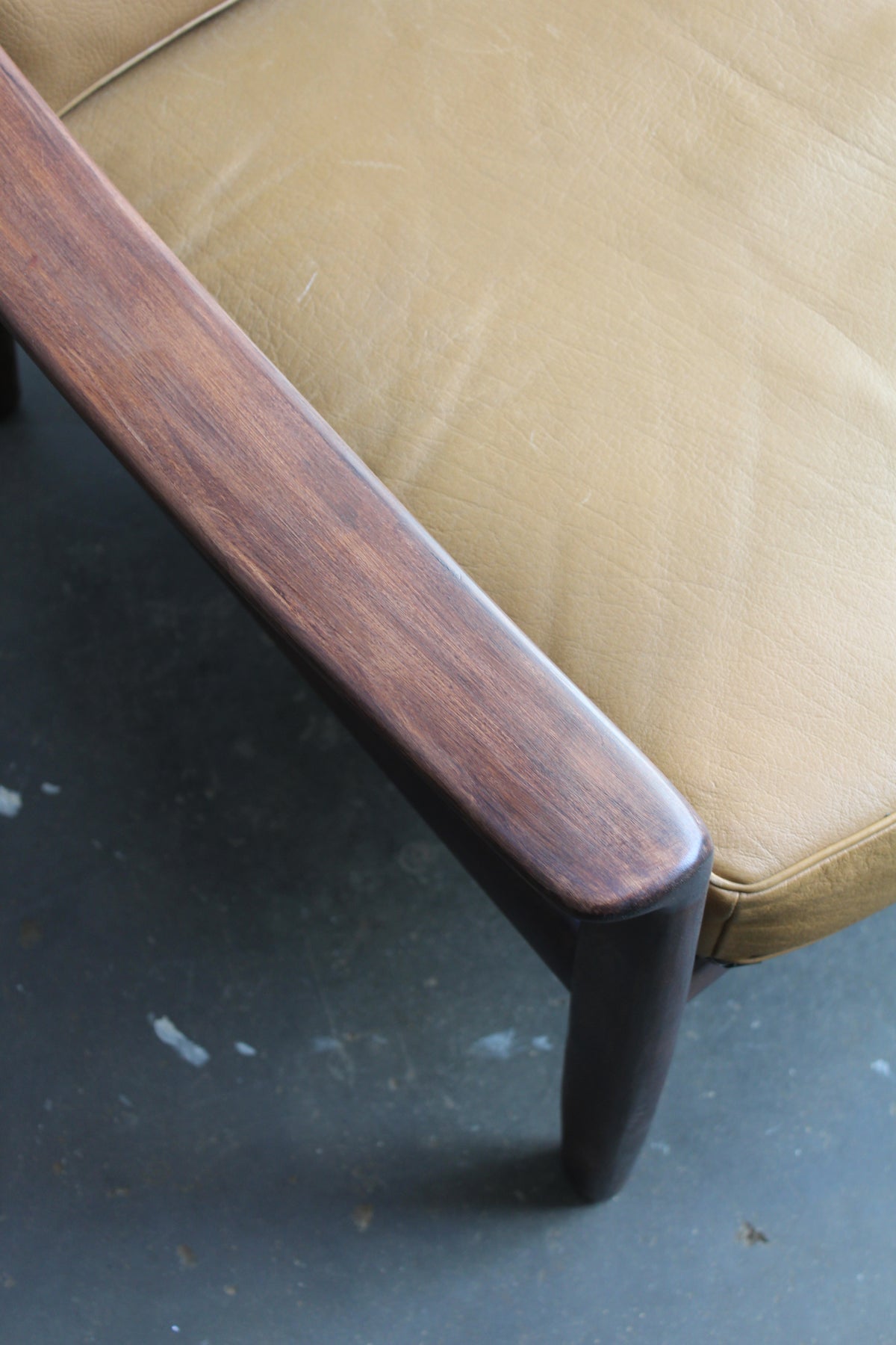 Mid century fauteuil, easy chair leer