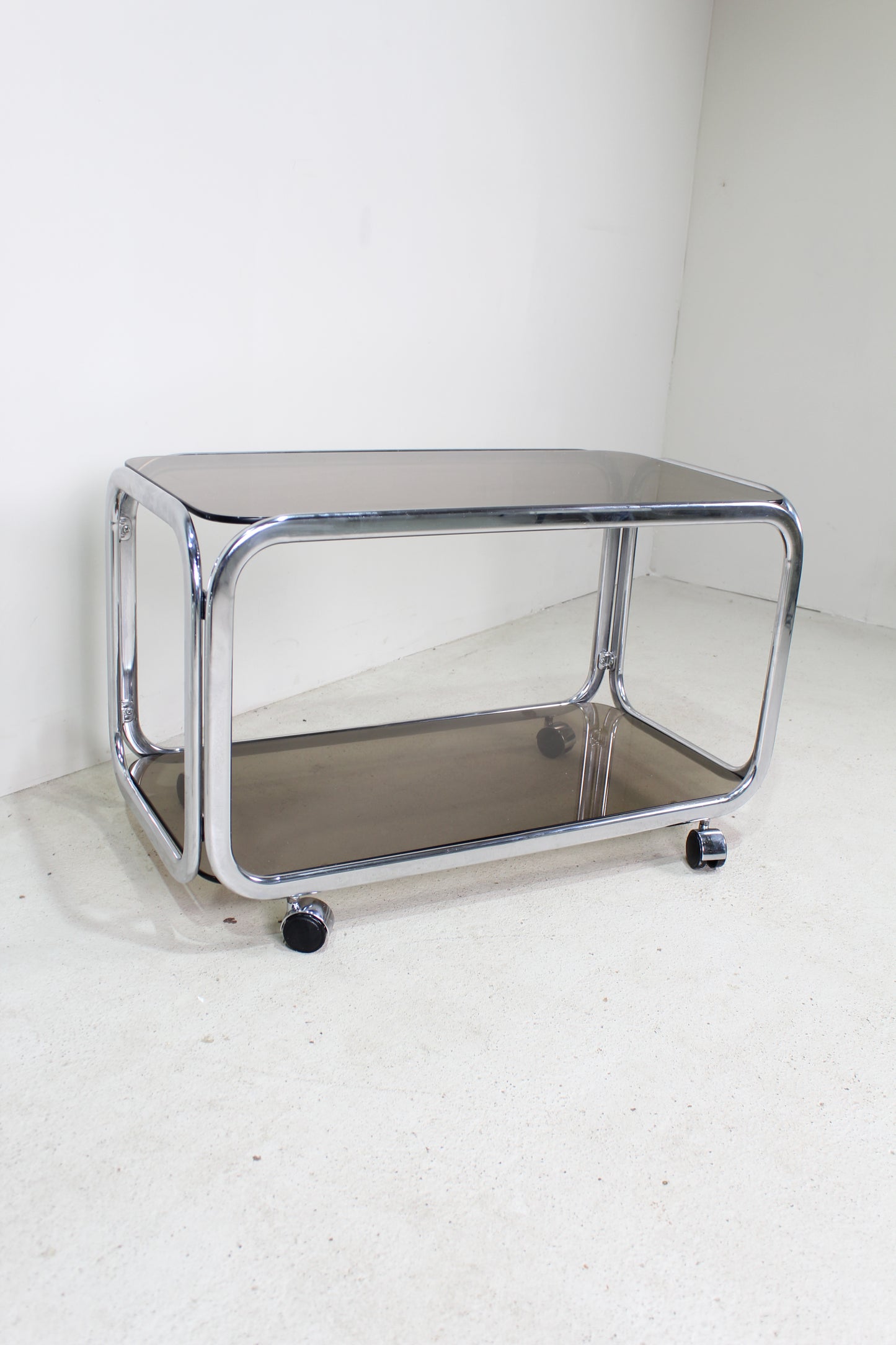 Vintage salontafel rookglas chroom