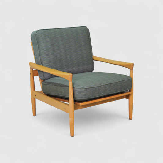 Vintage fauteuil Erik Wørts eiken, groen
