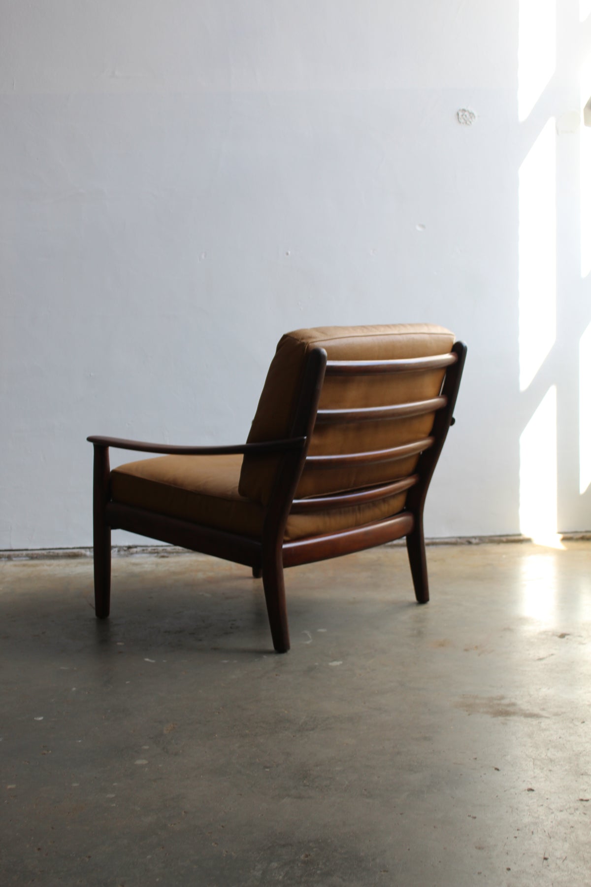 Mid century fauteuil, easy chair leer