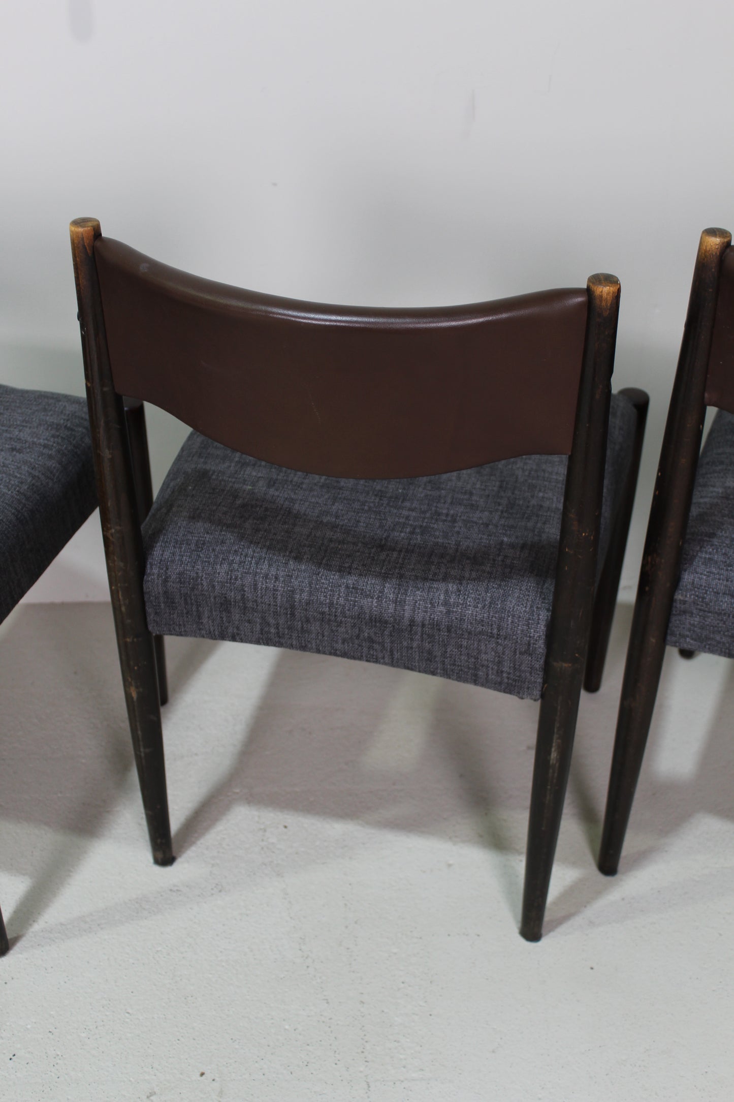 4x Vintage eetkamerstoelen - jaren '60, bruin, grijs