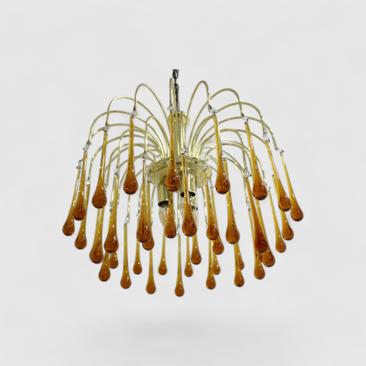 Vintage Murano-Tropfenlampe – Bernstein | 01103