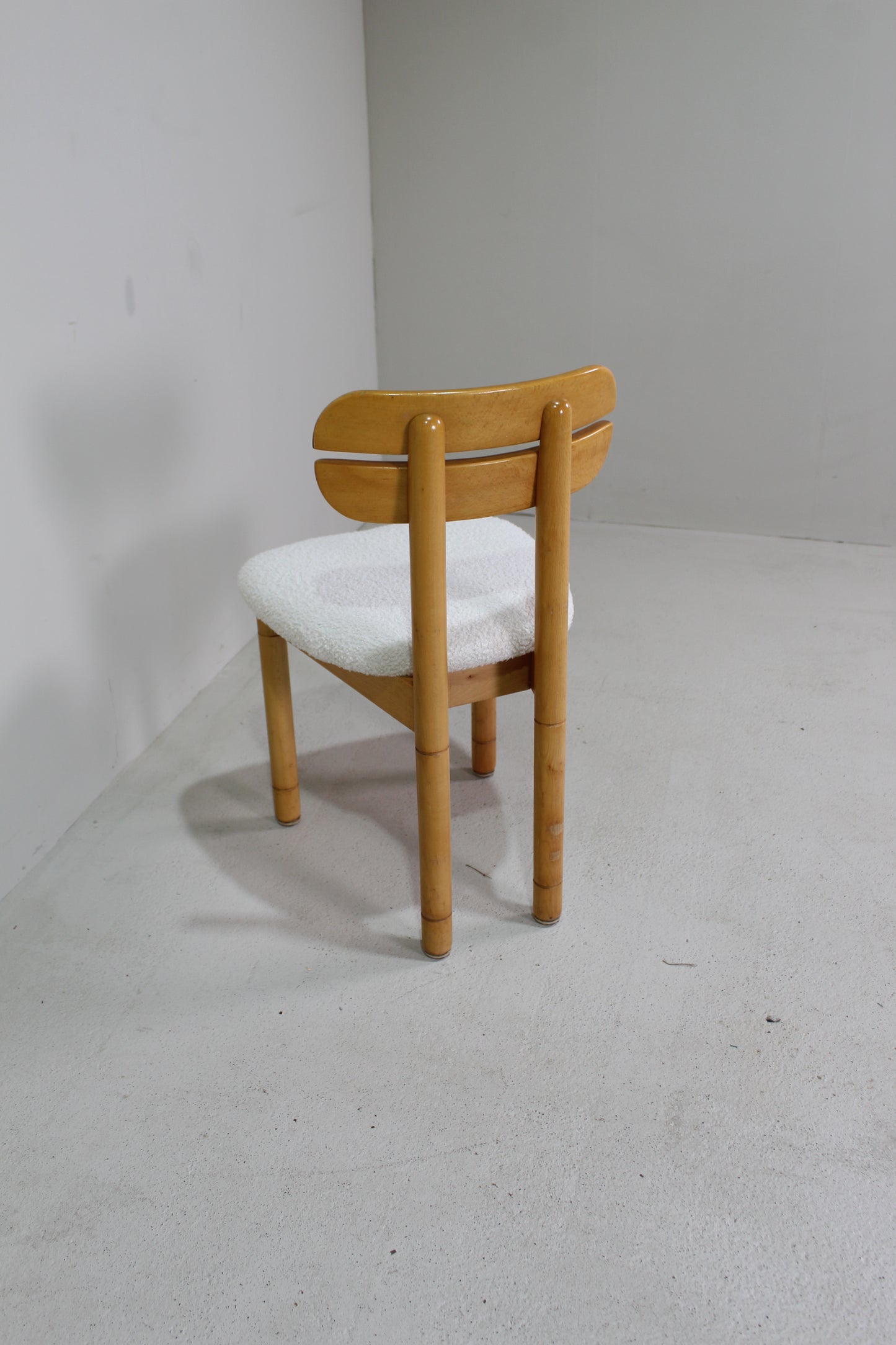 4x vintage eetkamerstoelen - teddy en hout, jaren '70