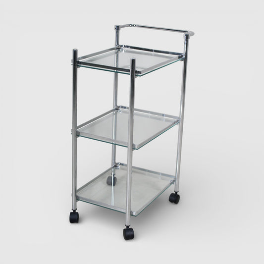 Vintage serveerwagen, bijzettafel, trolley, chroom