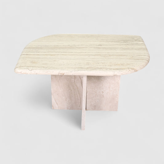 Vintage travertin salontafel, bijzettafel - natuursteen