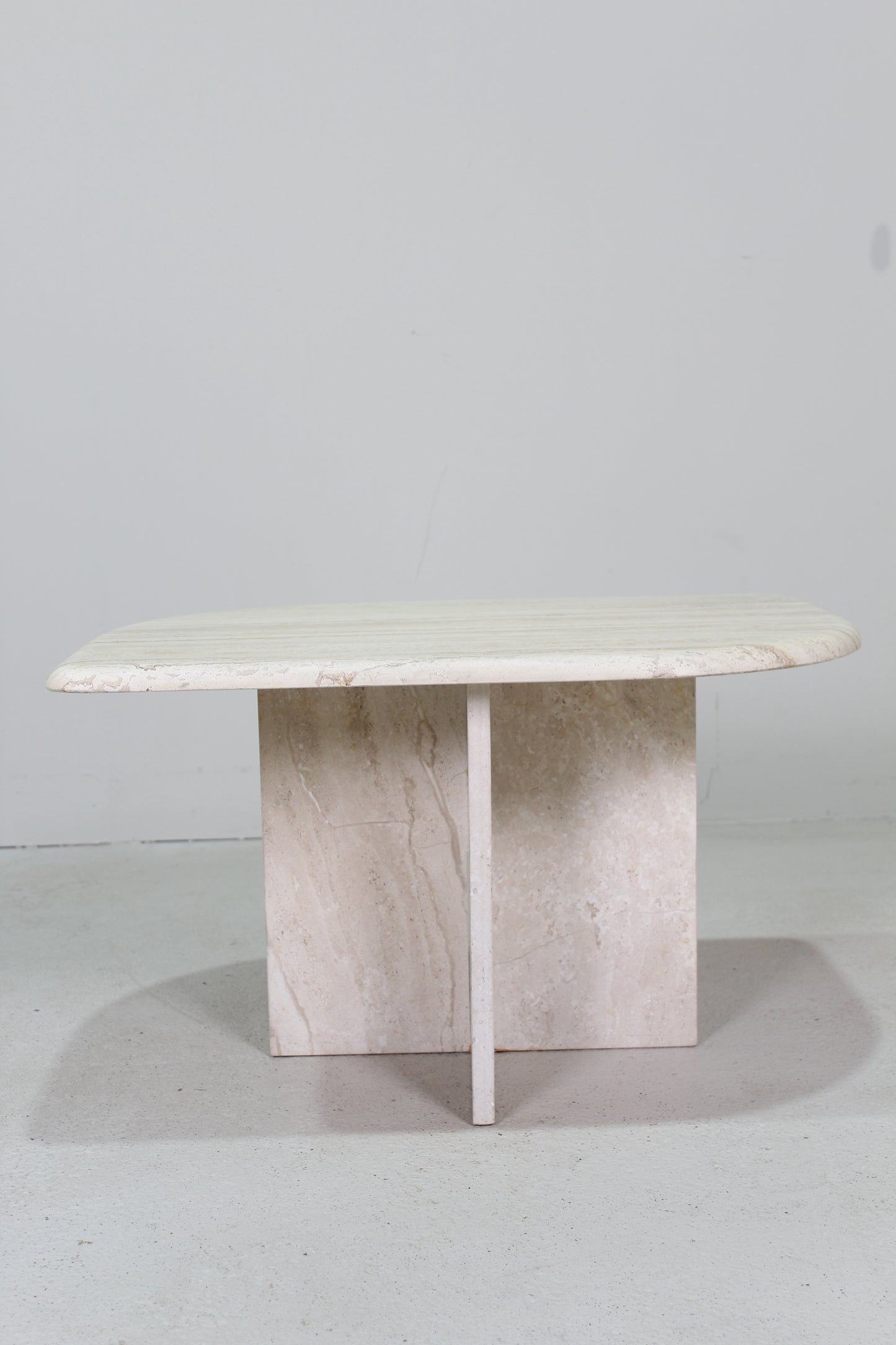 Vintage travertin salontafel, bijzettafel - natuursteen