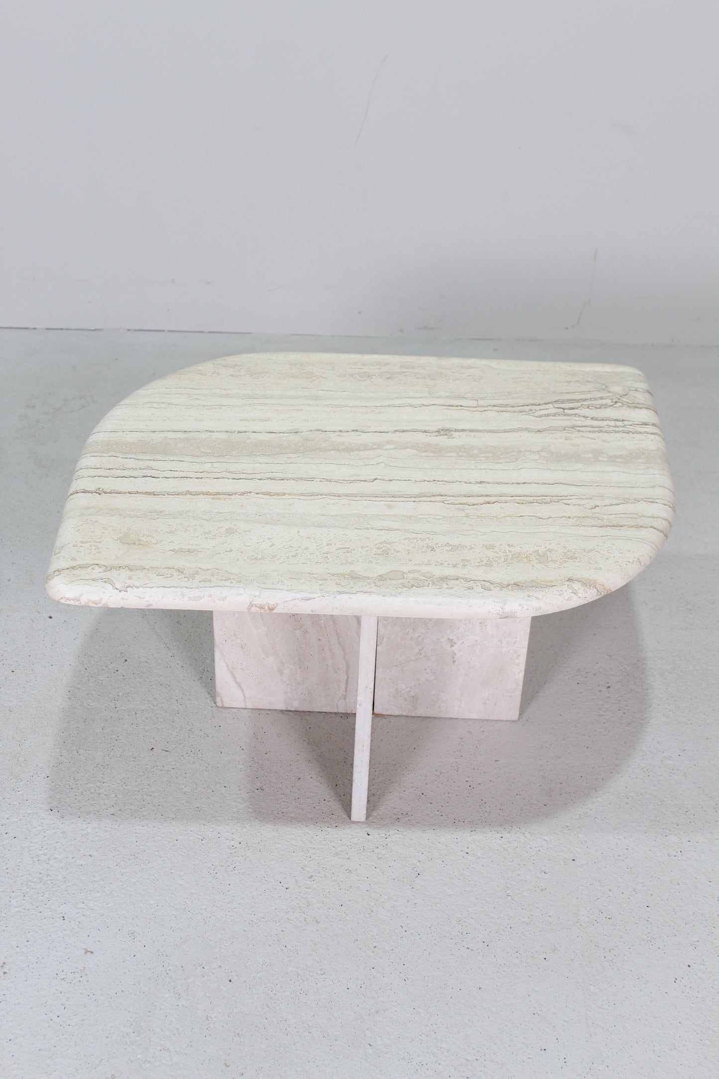 Vintage travertin salontafel, bijzettafel - natuursteen