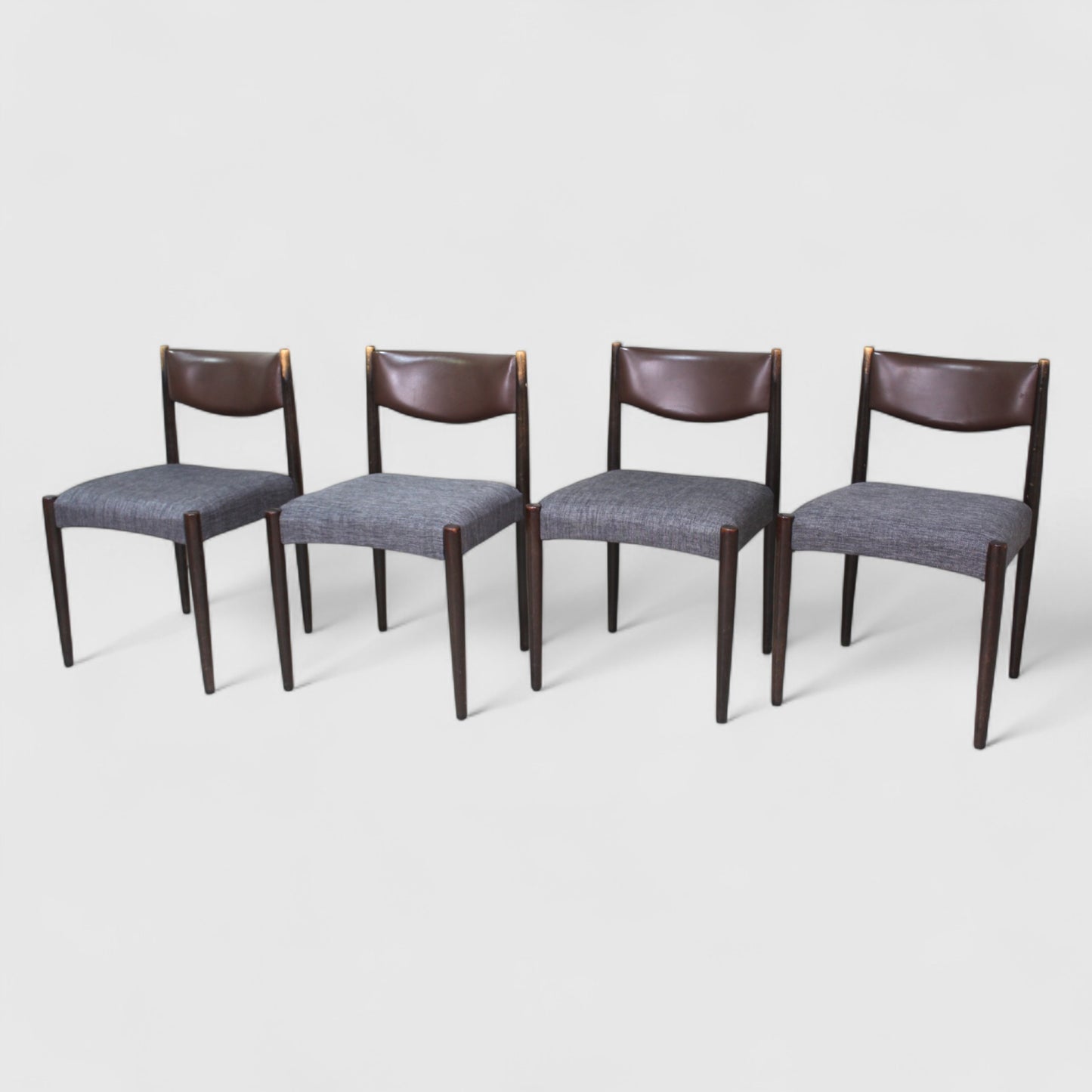 4x Vintage eetkamerstoelen - jaren '60, bruin, grijs