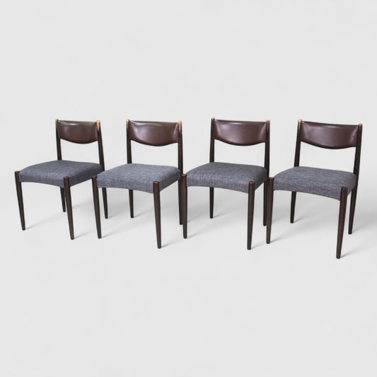 4x Vintage eetkamerstoelen - jaren '60, bruin, grijs