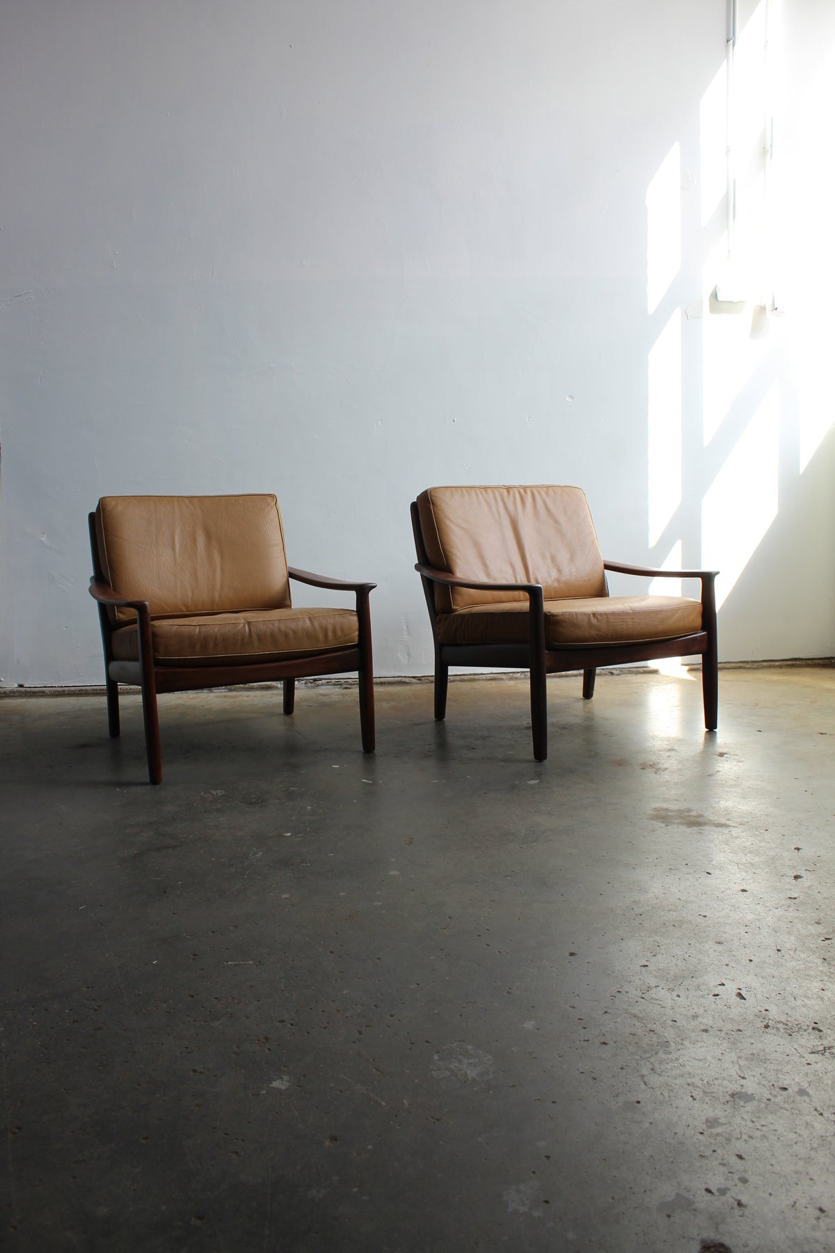 Mid century fauteuil, easy chair leer