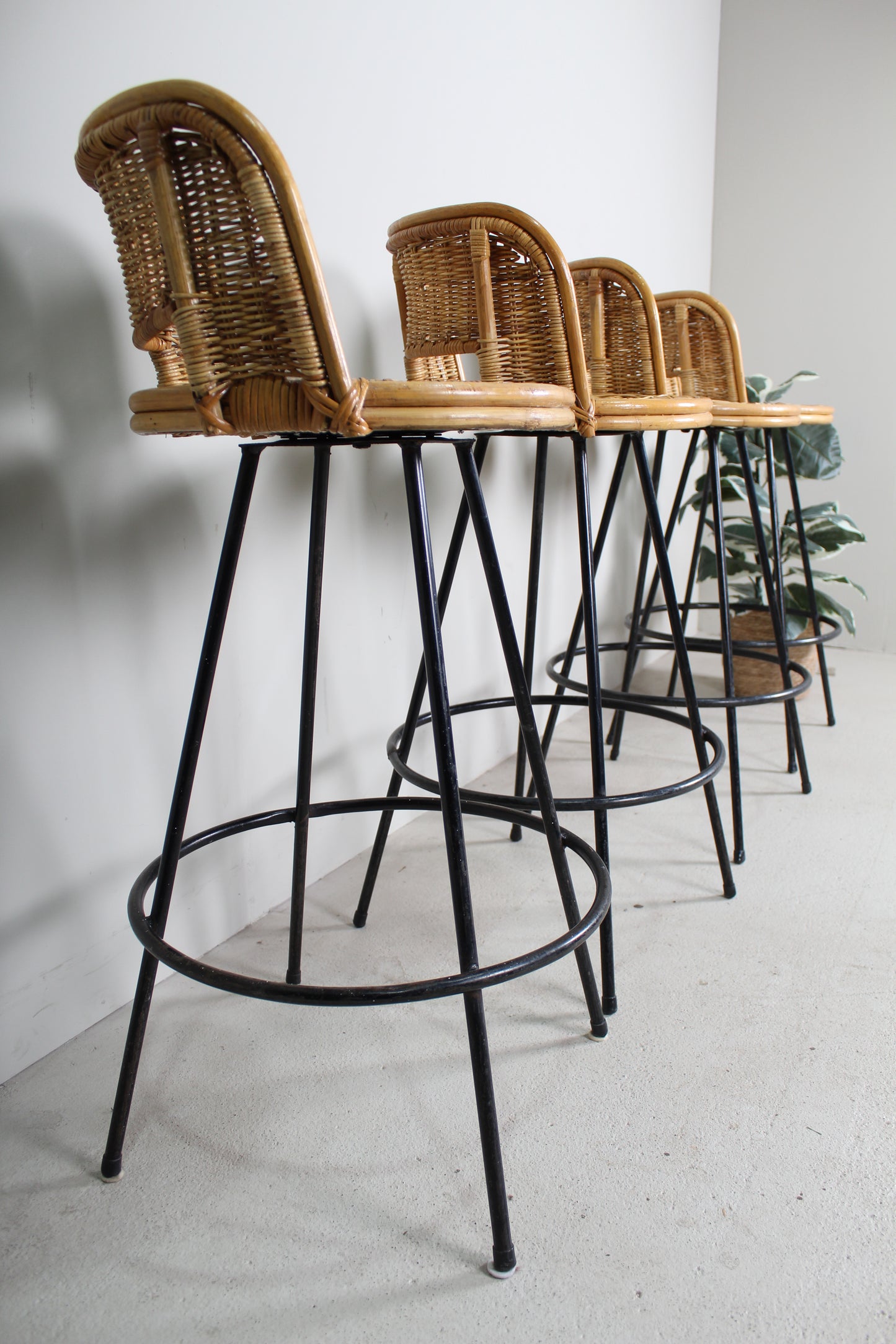 Vintage barkrukken rotan