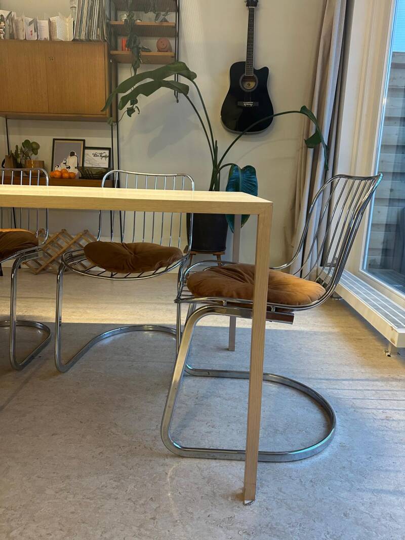 Vintage draadstoelen, buisframe stoelen - jaren '70