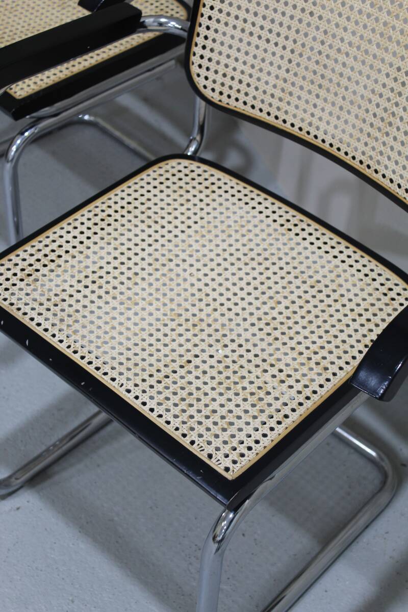 2x Vintage webbing eetkamerstoelen, buisframestoelen | 01318