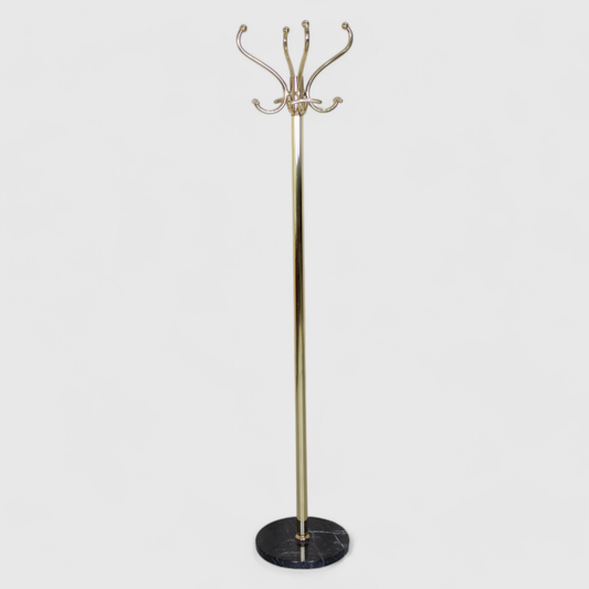 Vintage standing coat rack, wardrobe - brass, marble | 01392