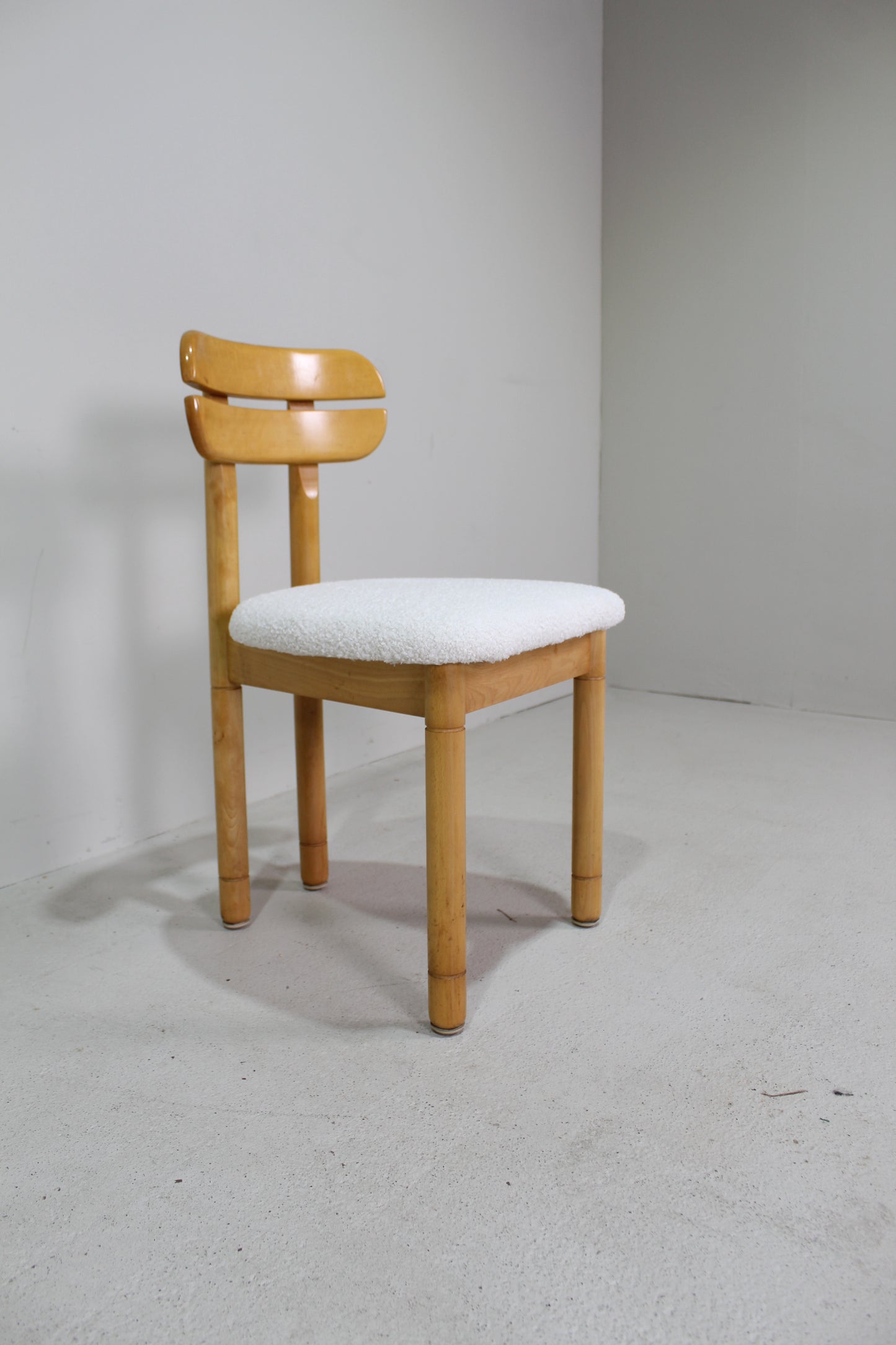 4x vintage eetkamerstoelen - teddy en hout, jaren '70