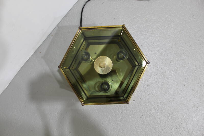 Vintage Lampe Brumberg - Messing, Rauchglas 70er