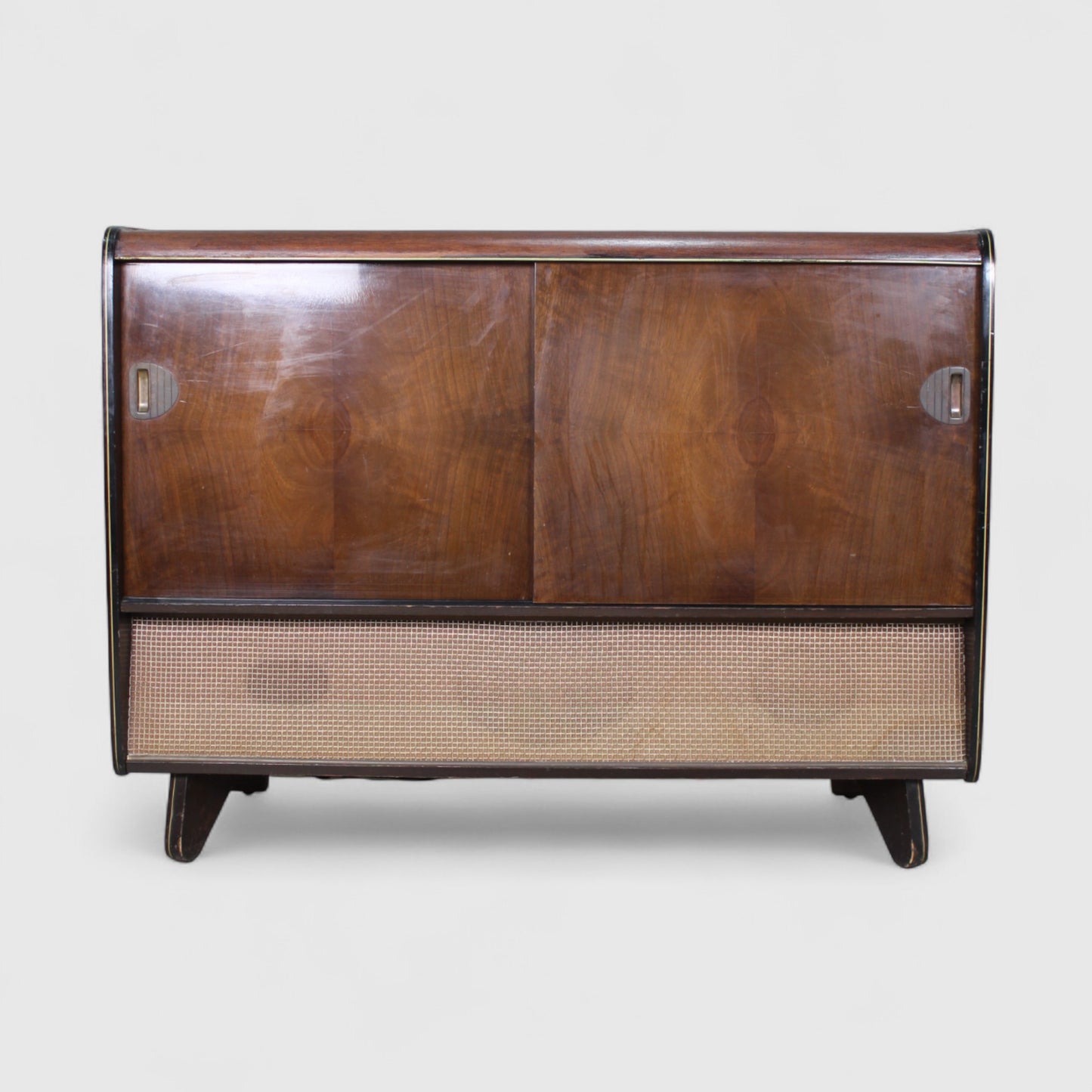 Vintage radiokast, audiomeubel muziekkast