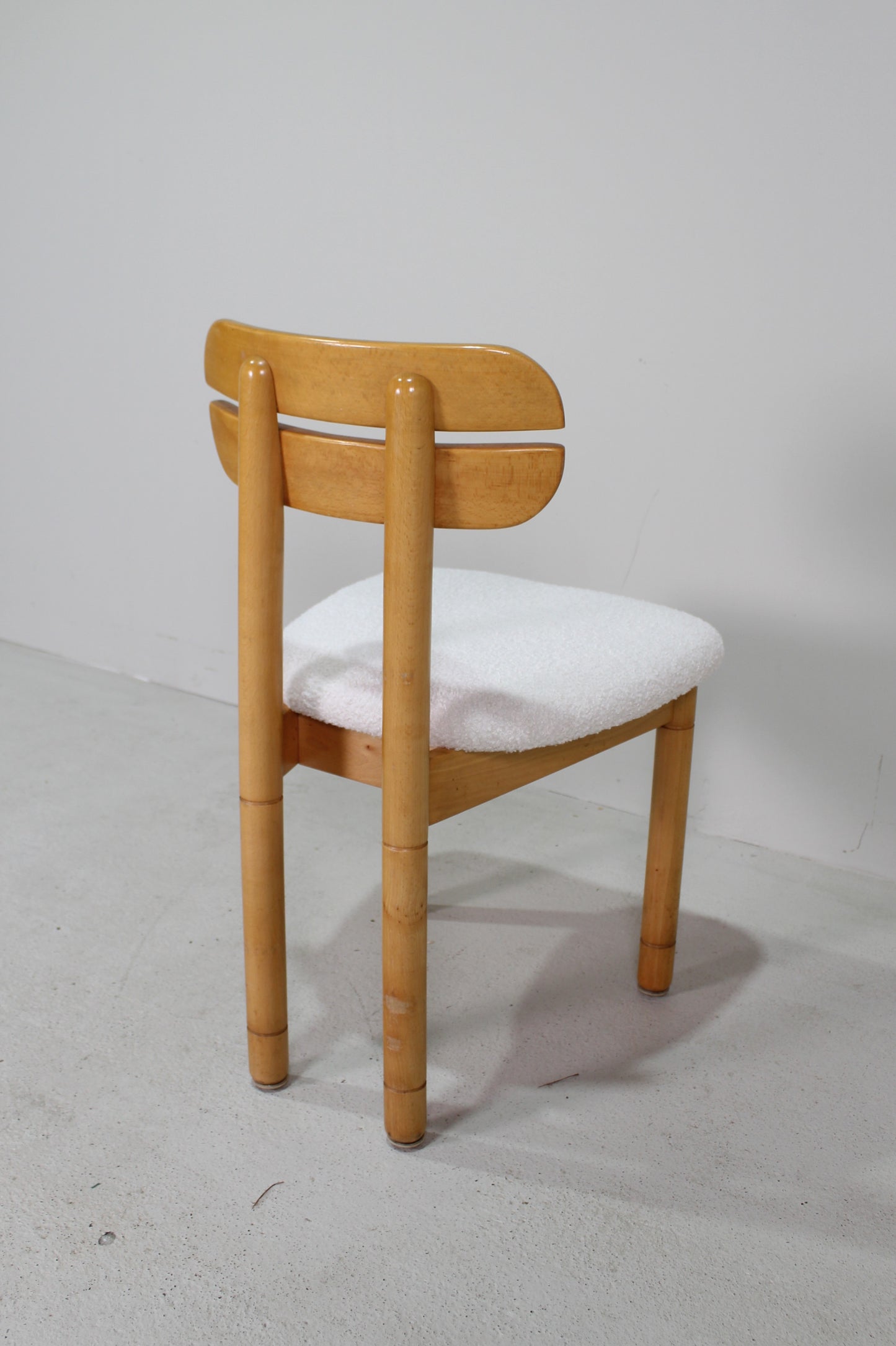 4x vintage eetkamerstoelen - teddy en hout, jaren '70
