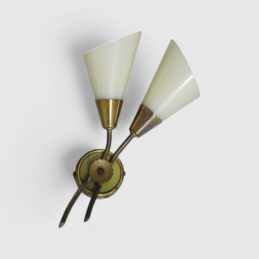 Vintage wall lamp - 1950s, brass, glass | 01341