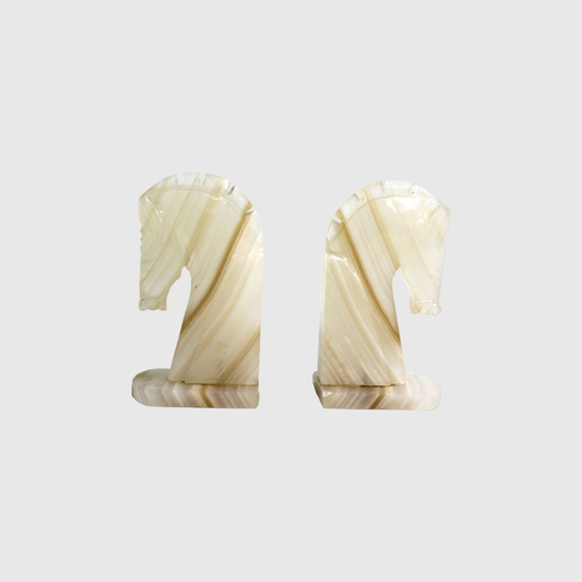 Vintage set of bookends Onyx, horses, horse head | 00907
