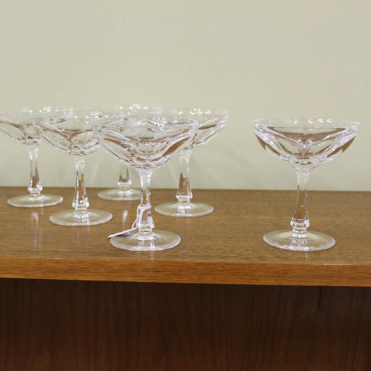 6x vintage crystal champagne coupes, cocktail glasses
