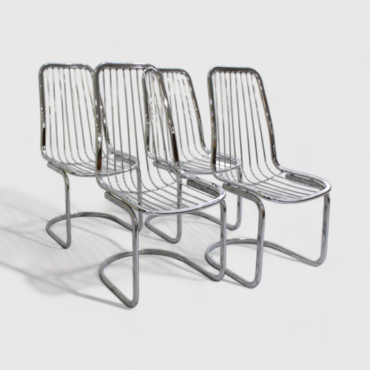 4x Vintage dining chairs, wire chairs Gastone Rinaldi - Italian Design | 01028