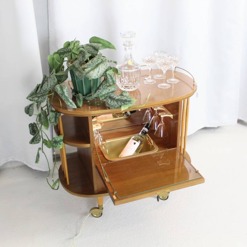Vintage drankkast, serveerwagen, barcart