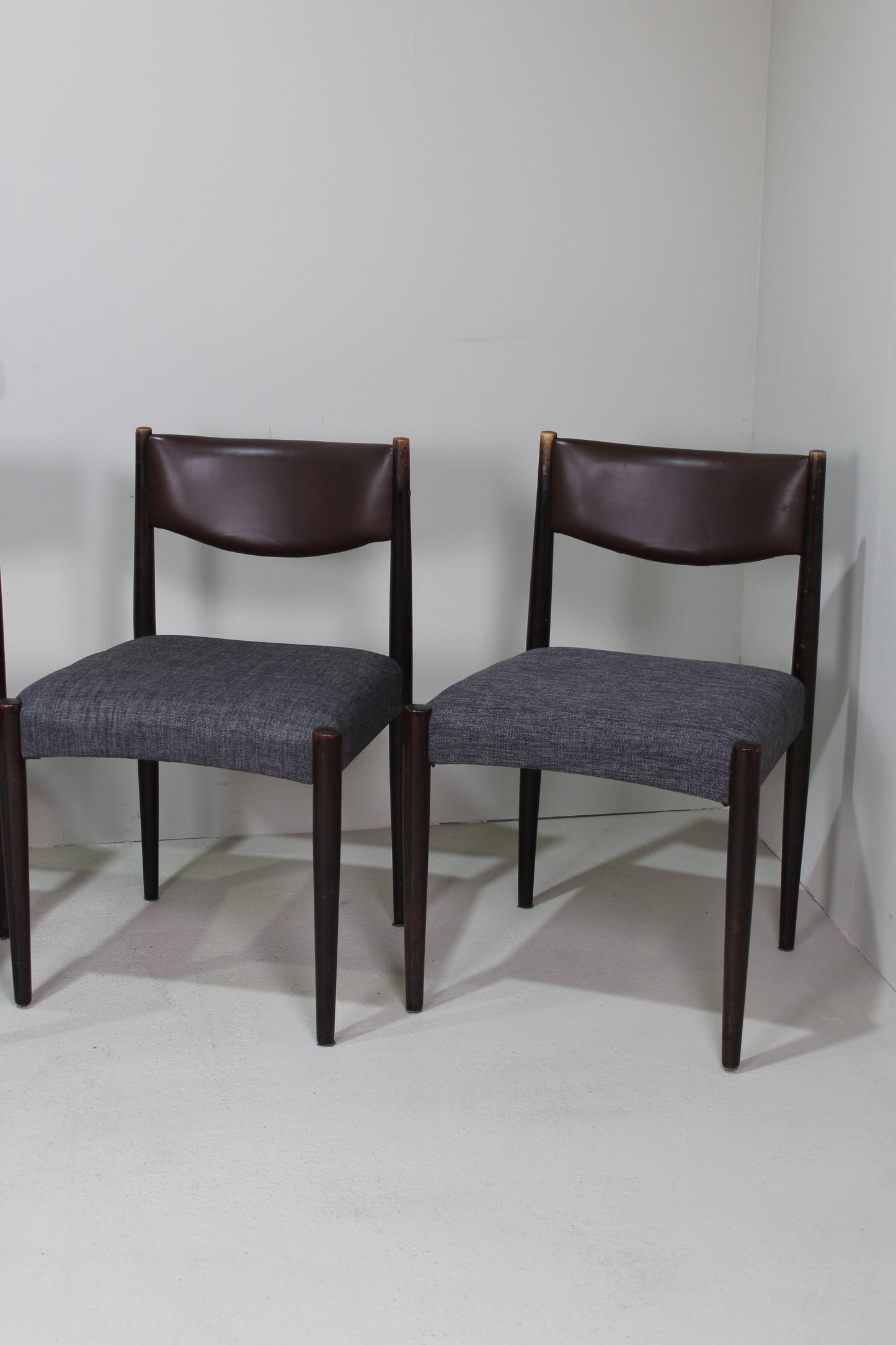 4x Vintage eetkamerstoelen - jaren '60, bruin, grijs
