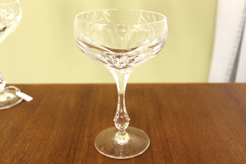 6x vintage kristallen champagnecoupes, cocktailglazen
