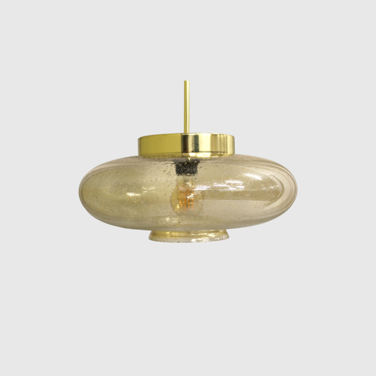 Vintage hanging lamp AKA Leuchten, brass gold glass | 00790